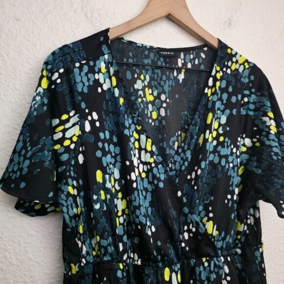 Torrid Midi Bubble Charm Flutter Sleeve Wrap Dress Women's Plus Size 1X - Picture 3 of 10